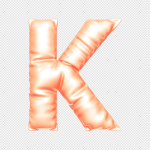 PSD uma letra k com um efeito de balão de plástico rosa.