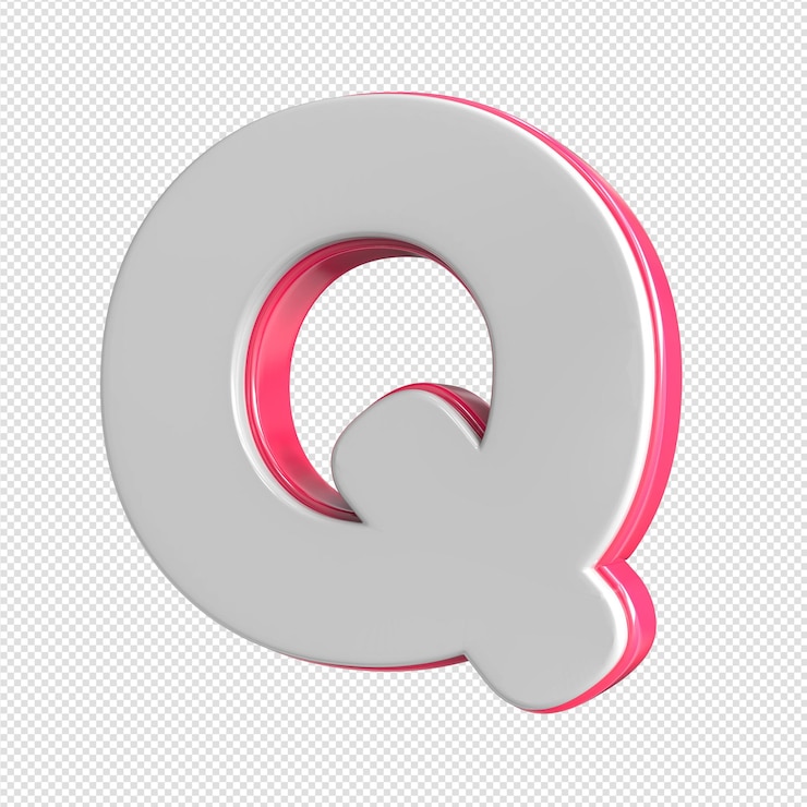 PSD uma letra q com cores rosa e brancas.