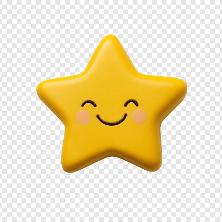 PSD uma linda estrela amarela feliz sorrindo alegremente 3d renderização de um personagem de desenho animado alegre perfeito para crianças aplicativos ou sites