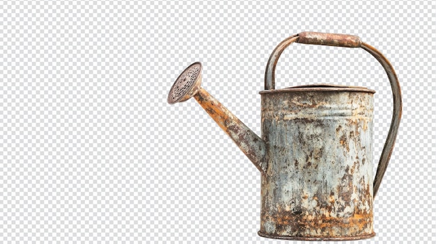 Uma linda lata de irrigação metálica de estilo vintage isolada sobre um fundo branco perfeita para entusiastas de jardim decoradores de interiores e amantes da natureza que procuram charme rústico
