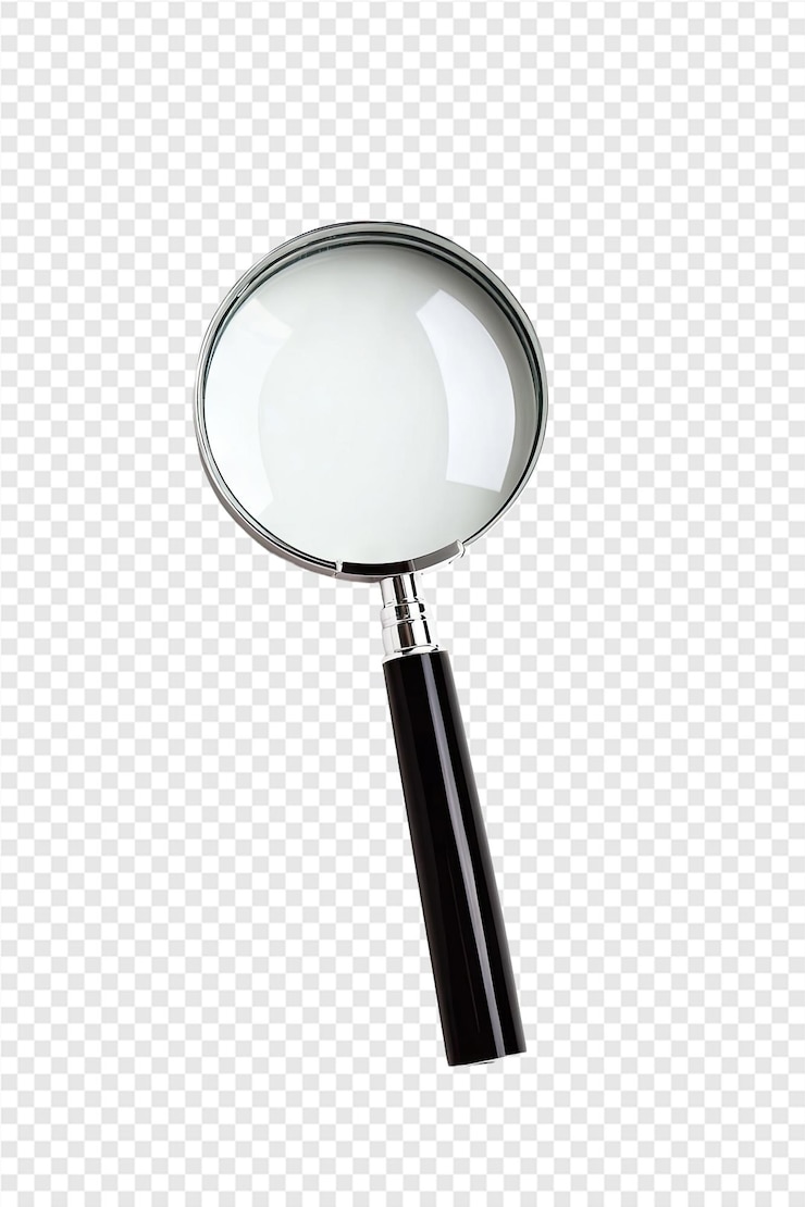 PSD uma lupa com uma lupa sobre um fundo transparente