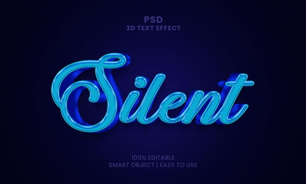 Uma luz neon azul que diz silêncio sobre ela