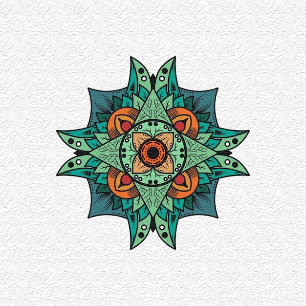 PSD uma mandala colorida com uma flor rafflesia arnoldi no centro