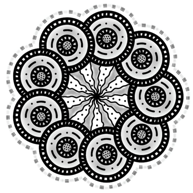 Uma mandala de design preto e branco