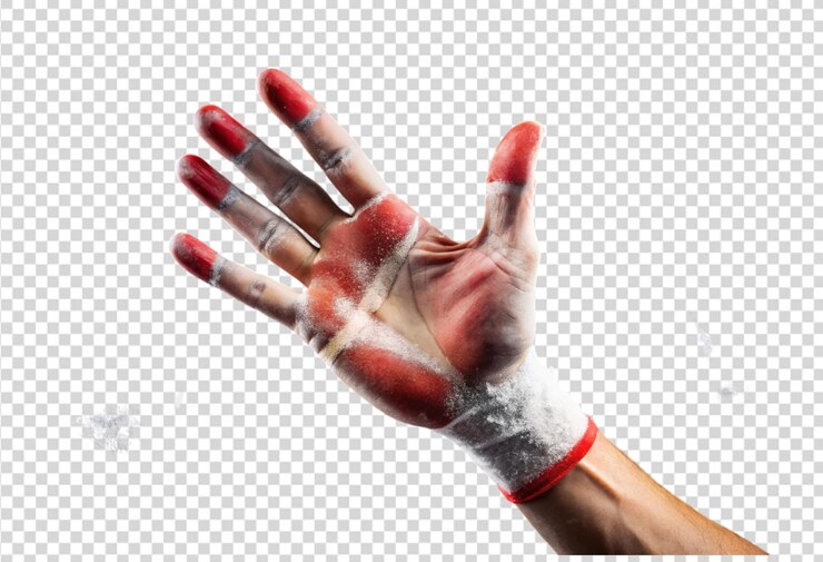 PSD uma mão com um pulso sangrento e uma pulseira.
