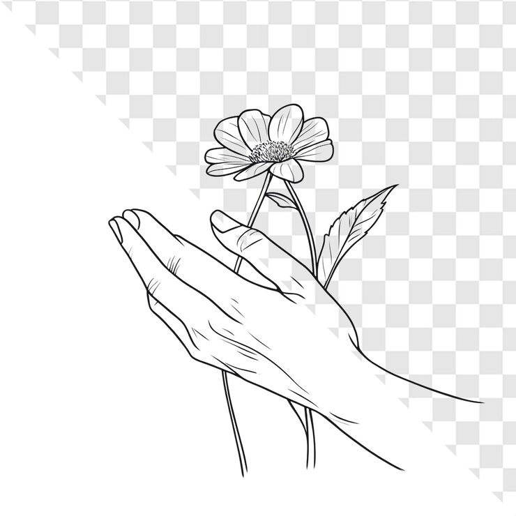 PSD uma mão gentil acona uma flor delicada um momento de ternura pacífica