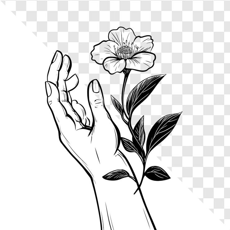PSD uma mão gentil aconchegando uma flor delicada um momento pacífico a beleza da natureza