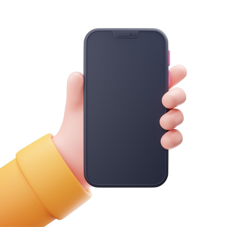 PSD uma mão segurando o ícone 3d vertical do smartphone para maquete do dispositivo