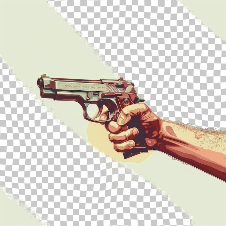 PSD uma mão segurando uma arma que diz arma sobre ele