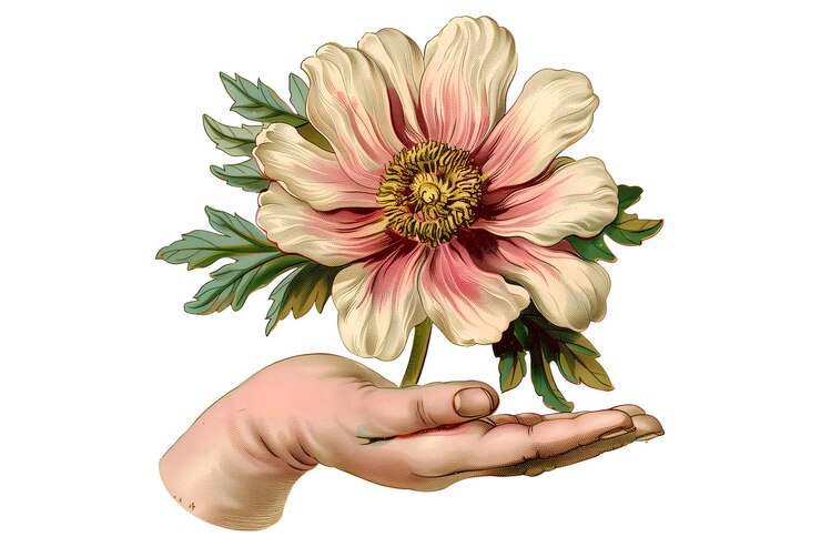 PSD uma mão segurando uma rosa com um caule