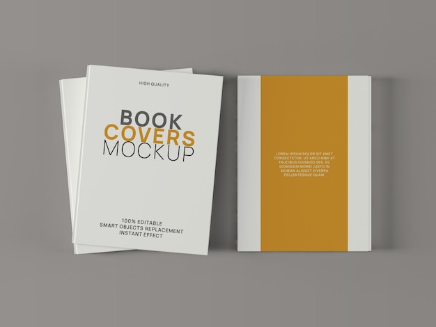 Uma maquete de capas de livro está sobre uma mesa.