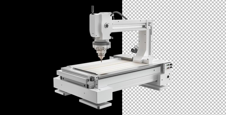 PSD uma máquina cnc em cor branca no fundo transparente png