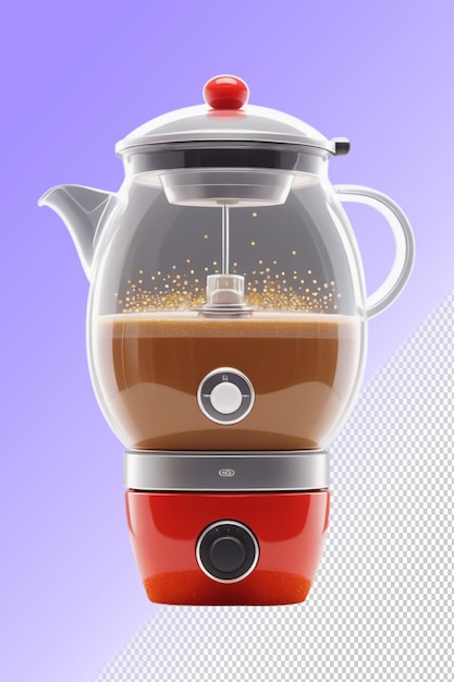 PSD uma máquina de café com uma tampa vermelha e uma máquina de fazer café