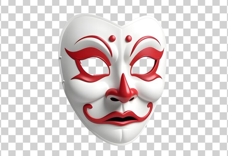 PSD uma máscara com um nariz vermelho e um fundo branco