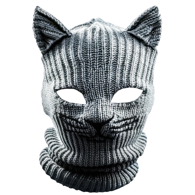 PSD uma máscara de gato com um padrão preto e branco