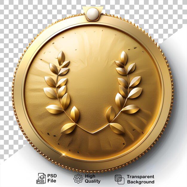 Uma medalha com um ouro sobre um fundo transparente