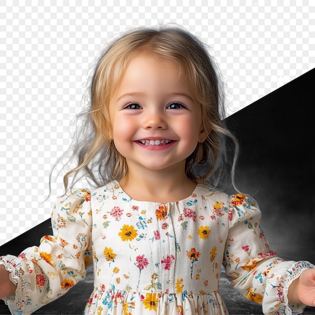 Uma menina adorável a sorrir.