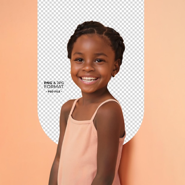 Uma menina afro-americana sorridente com tranças