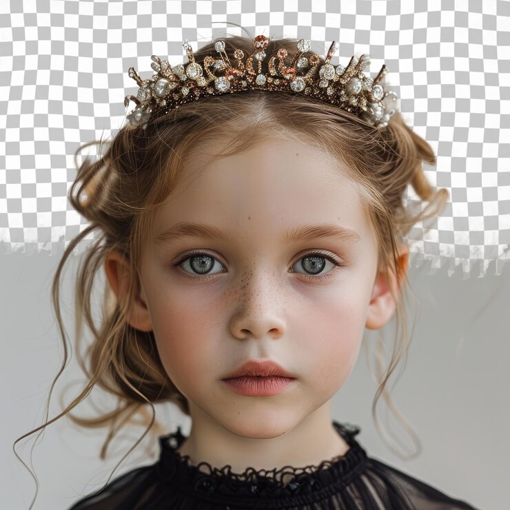 PSD uma menina com uma coroa na cabeça está usando uma coroa