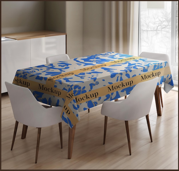 PSD uma mesa com uma toalha de mesa