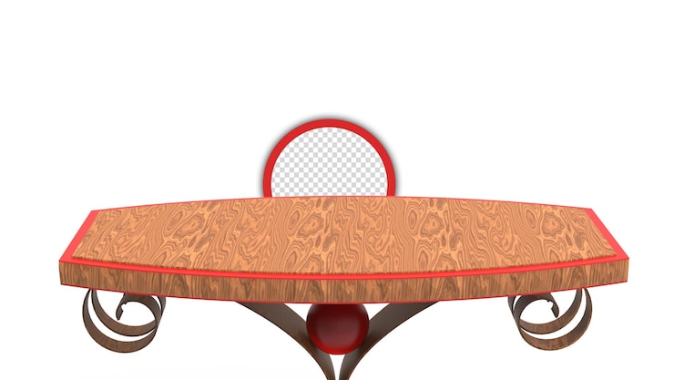 PSD uma mesa de madeira com fundo transparente