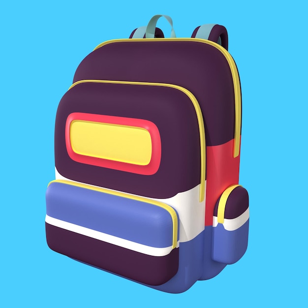 Uma mochila colorida com a palavra escola