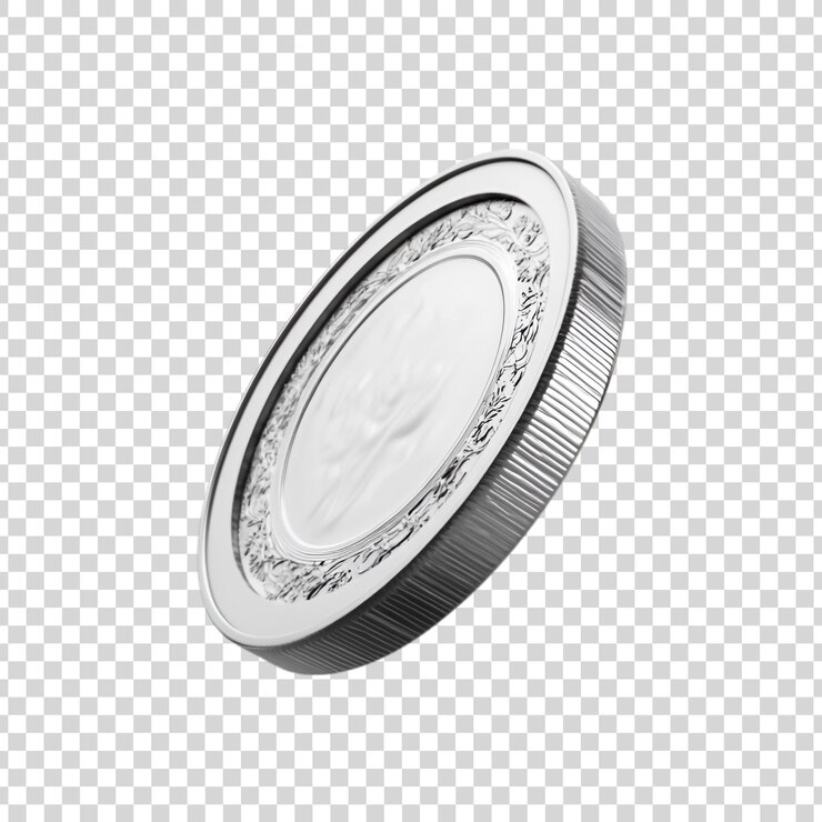 PSD uma moeda de prata isolada sobre um fundo transparente
