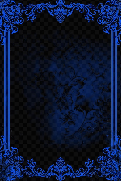 PSD uma moldura azul com um padrão floral no fundo azul escuro