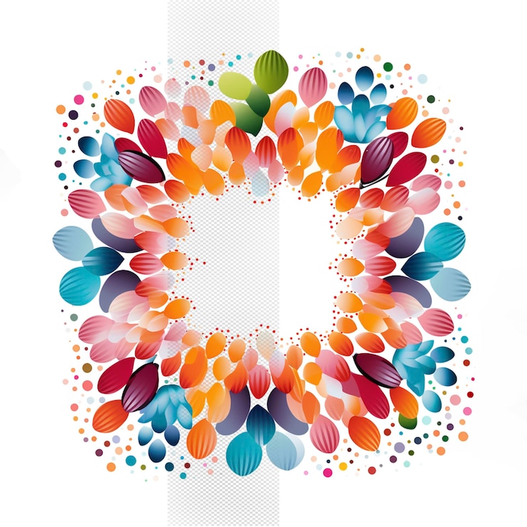 PSD uma moldura colorida com flores