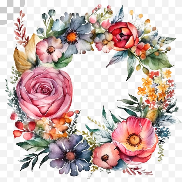 Uma moldura floral em aquarela com uma flor rosa