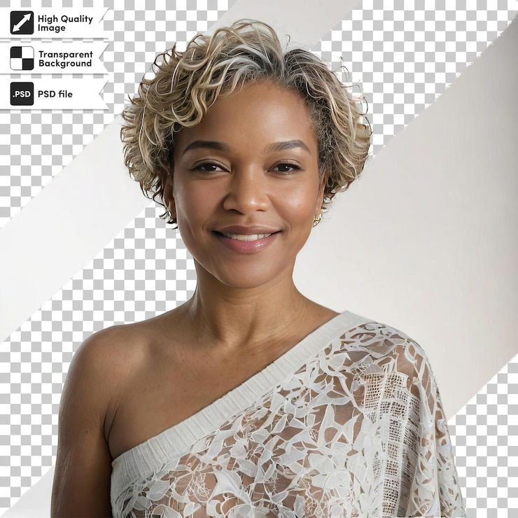 PSD uma mulher com cabelo loiro e um vestido branco