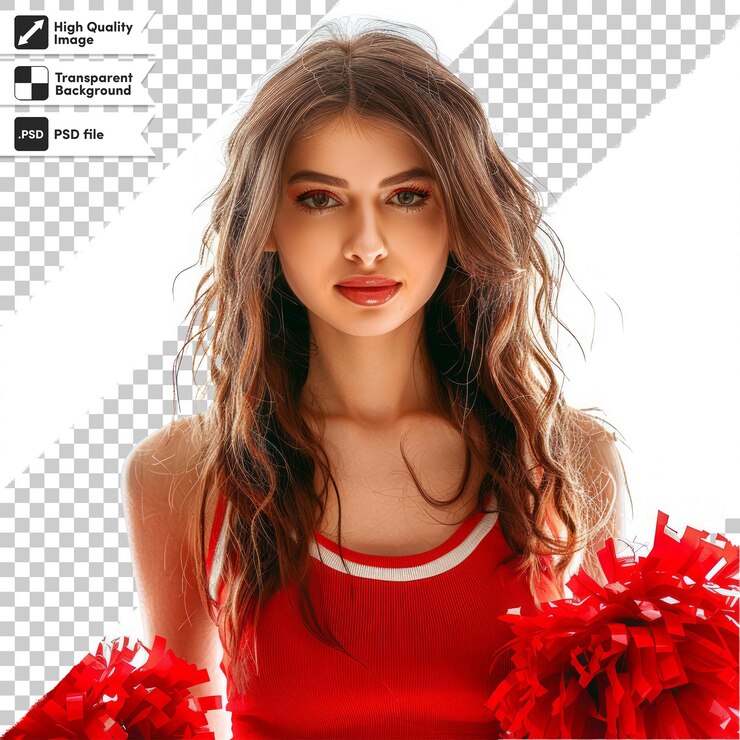 PSD uma mulher com flores vermelhas na cabeça e um pom pom pom pom