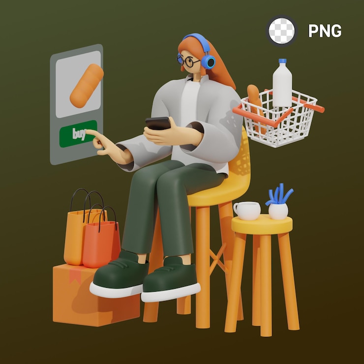 PSD uma mulher com fones de ouvido e um telefone que diz png.