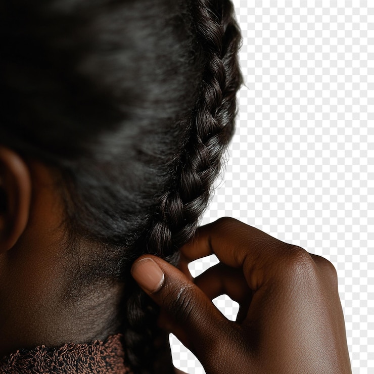 PSD uma mulher com tranças é trançada com uma trança