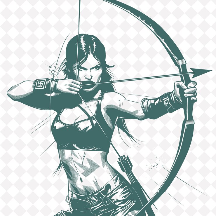 PSD uma mulher com um arco e uma flecha apontando para o lado