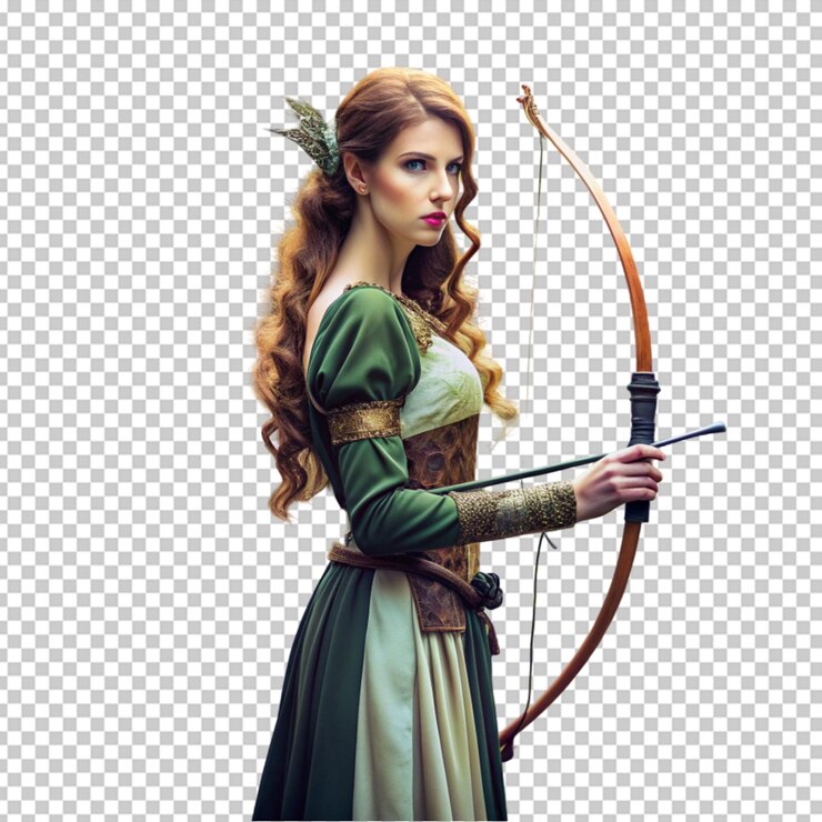 PSD uma mulher com um arco e uma flecha apontando para um arco