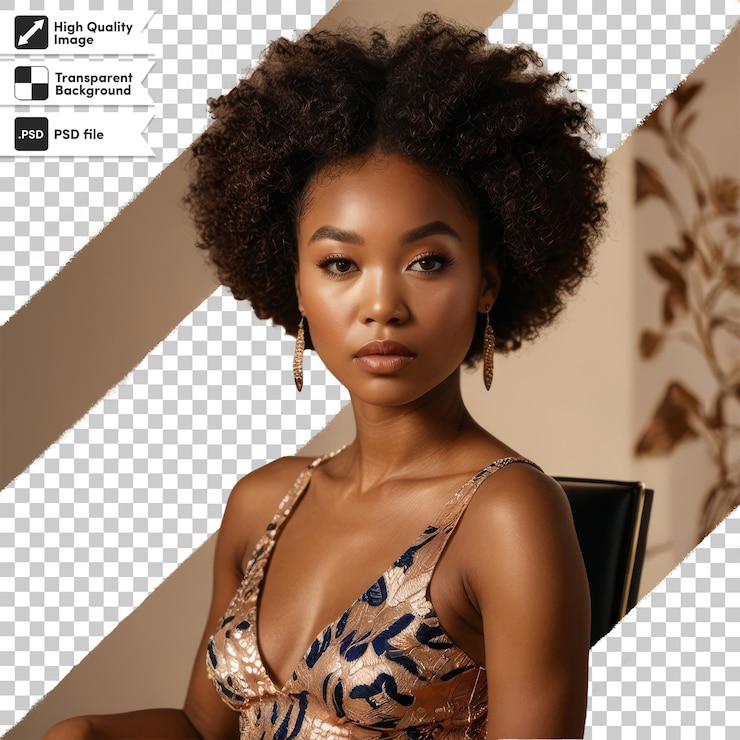 PSD uma mulher com um corte de cabelo que diz "quota natural"