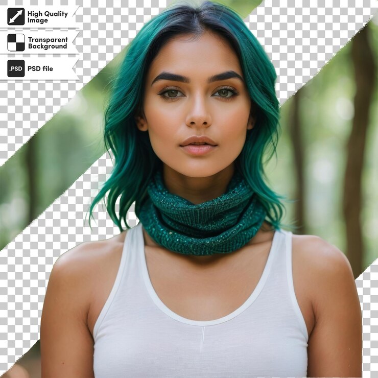 PSD uma mulher com um lenço no pescoço