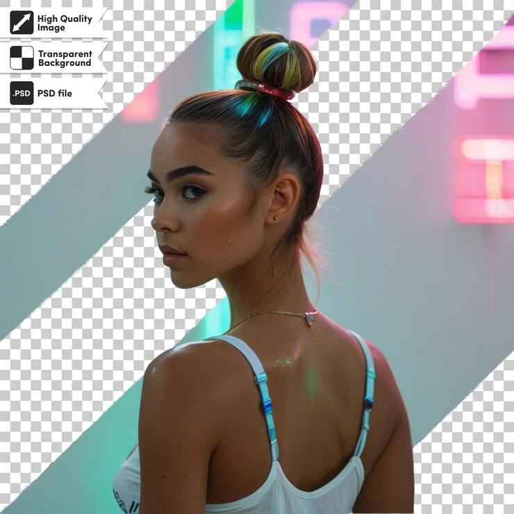 PSD uma mulher com um penteado na parte de trás da cabeça