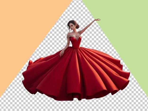 PSD uma mulher com um vestido de baile fluente