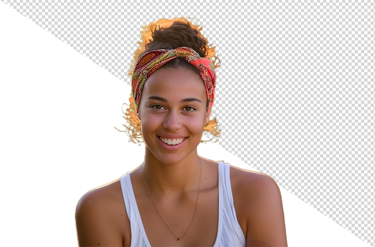 PSD uma mulher com uma bandana na cabeça