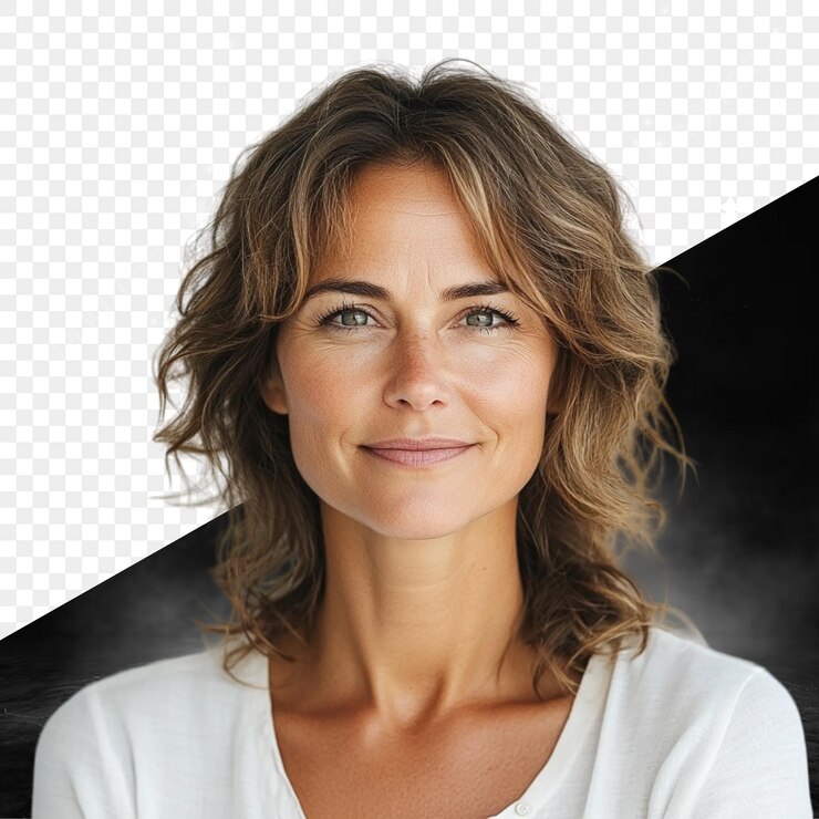 PSD uma mulher com uma camisa branca e um fundo preto com um fundo preto