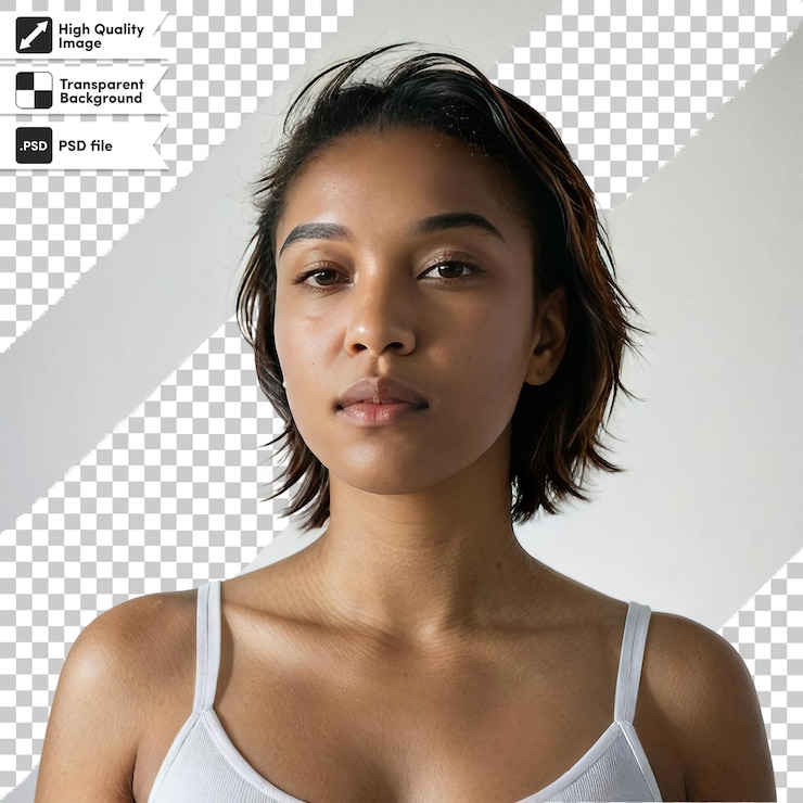 PSD uma mulher com uma camisa branca na capa