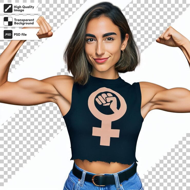 PSD uma mulher com uma camisola preta que diz "mulheres"