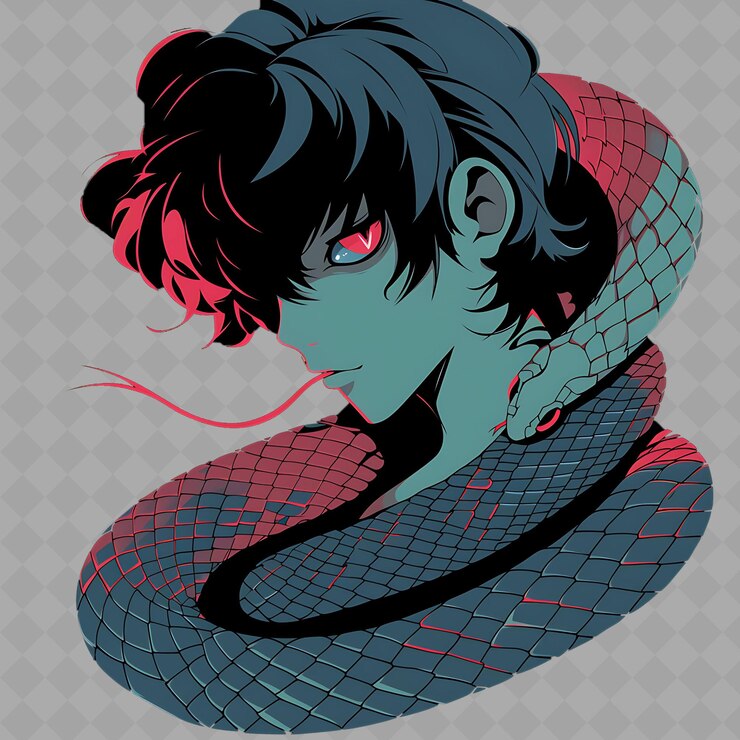 PSD uma mulher com uma cobra ao redor do pescoço