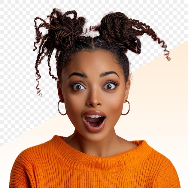 uma mulher com uma expressão de surpresa no rosto