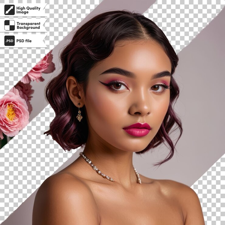 PSD uma mulher com uma flor no cabelo