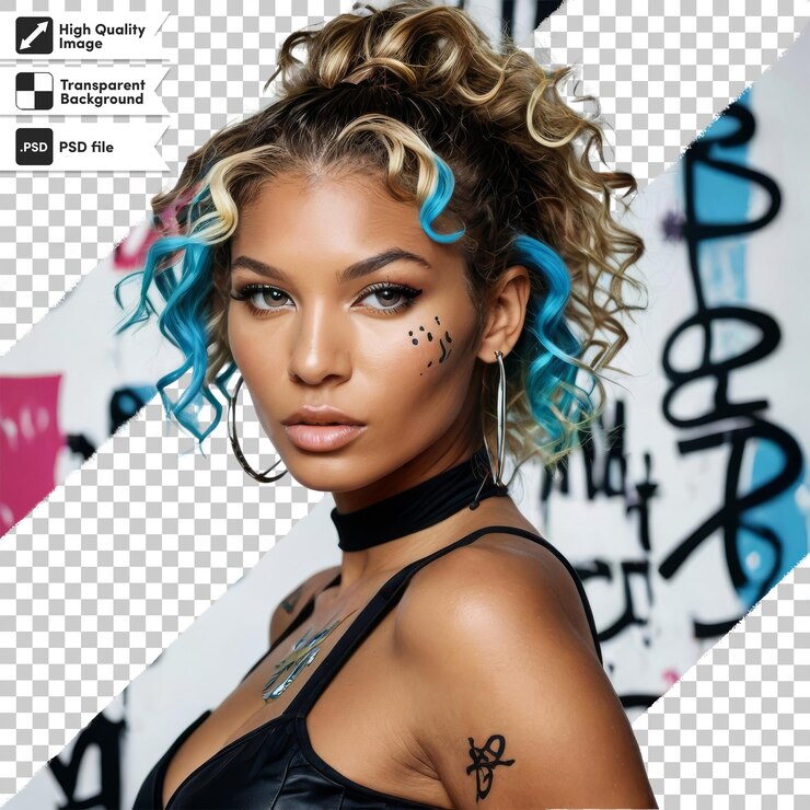 PSD uma mulher com uma tatuagem nas costas é mostrada com as palavras " pop " na parte inferior