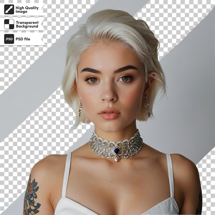PSD uma mulher com uma tatuagem no braço e a palavra gravada na parte de baixo