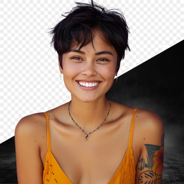 PSD uma mulher com uma tatuagem no braço.